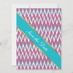 Cranberry und Aquamarines iKat ZigZag Muster Save The Date