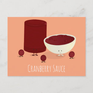 Cranberry und Cranberry Sauce Zeichen Postkarte