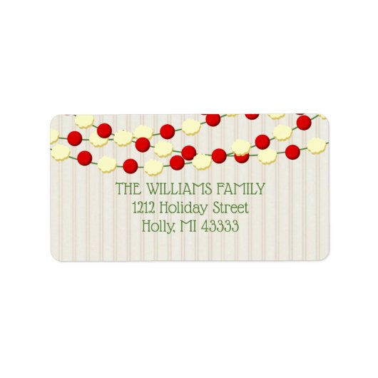 Cranberry und Popcorn Rustikale Beadboard Weihnach Adressaufkleber (Vorne)