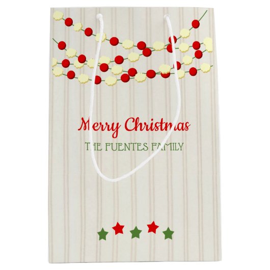 Cranberry und Popcorn Rustikale Beadboard Weihnach Mittlere Geschenktüte (Vorderseite)