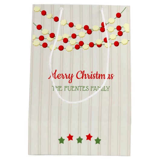 Cranberry und Popcorn Rustikale Beadboard Weihnach Mittlere Geschenktüte (Rückseite)