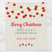 Cranberry und Popcorn Rustikale Beadboard Weihnach Weinetikett (Einzelnes Label)