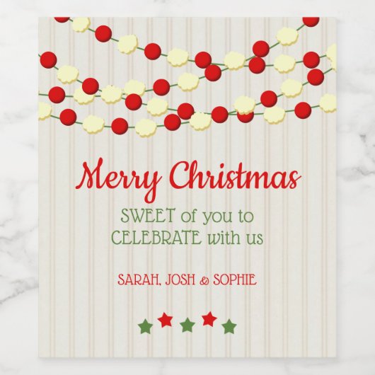 Cranberry und Popcorn Rustikale Beadboard Weihnach Weinetikett (Einzelnes Label)