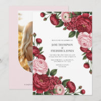 Cranberry- und Rosé-Wasserfarben-Blumen-Hochzeitsf