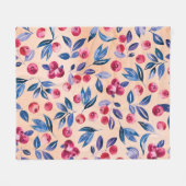 Cranberry Watercolor: Wilde Berries Nahtlos Fleecedecke (Vorderseite (Horizontal))