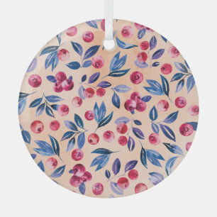 Cranberry Watercolor: Wilde Berries Nahtlos Ornament Aus Glas
