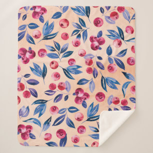 Cranberry Watercolor: Wilde Berries Nahtlos Sherpadecke