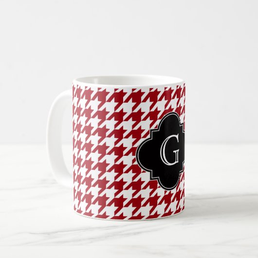 Cranberry Welches Hahnentrittmuster Blk Quatrefoli Kaffeetasse (Vorderseite Links)