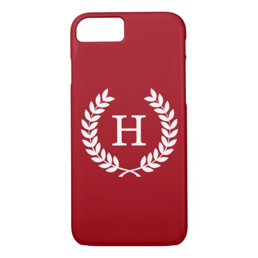 Cranberry White Laurel Wreath Initial Monogram Case-Mate iPhone Hülle (Rückseite)