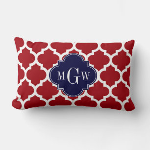 Cranberry Wht Marokkanisch #5 Navy Blau Name Monog Lendenkissen