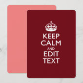 Cranberry Wine Burgund Behalte Ruhe und Ihren Text (Vorne/Hinten)