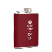 Cranberry Wine Burgund Behalte Ruhe und Ihren Text Flachmann (Rechts)