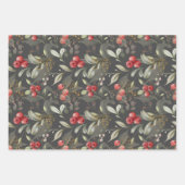 Cranberry Winter Floral Geschenkpapier Set (Vorderseite 3)