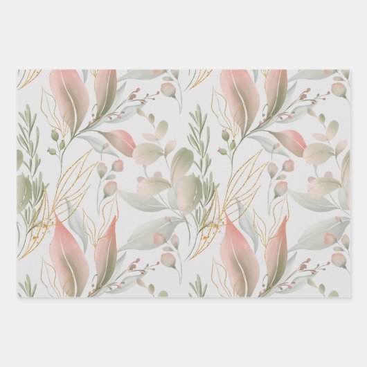 Cranberry Winter Floral Geschenkpapier Set (Vorderseite 2)