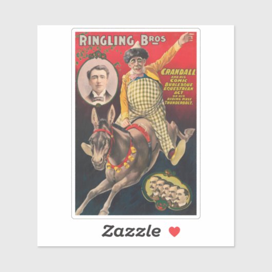 Crandall der Clown Darstellend mit seinem Maultier Aufkleber (Blatt)