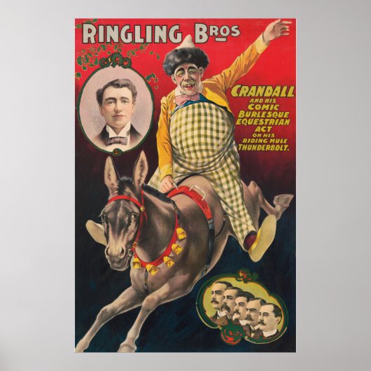 Crandall der Clown Darstellend mit seinem Maultier Poster (Vorne)