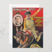 Crandall der Clown Darstellend mit seinem Maultier Postkarte (Vorne/Hinten)
