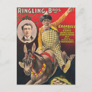 Crandall der Clown Darstellend mit seinem Maultier Postkarte