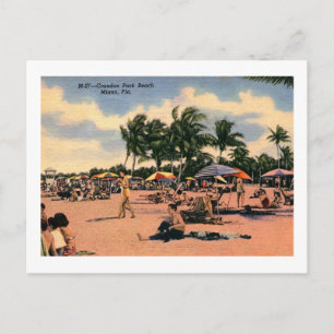 Crandon Beach, Miami, Florida Vintage-Übersetzung Postkarte