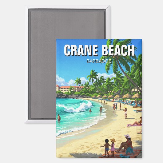 Crane Beach Barbados Travel Magnet (Vorderseite/Rückseite)