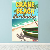 Crane Beach Barbados Urlaubsposter Leinwanddruck (Insitu (Holzboden))