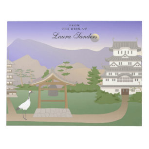 Crane Bird auf dem japanischen Tempel Personalisie Notizblock