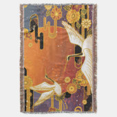 Crane Bird Chrysanthemum Japanisches Muster Decke (Vorderseite Vertikal)