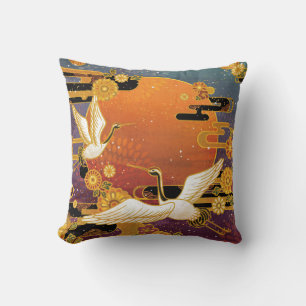 Crane Bird Chrysanthemum Japanisches Muster Kissen