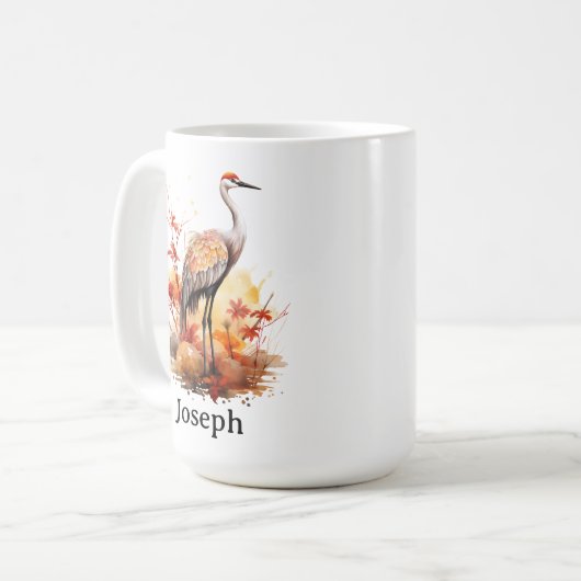 Crane Bird Herbst Wildlife Kaffeetasse (Vorderseite Links)