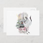 Crane Bird Japanische Artwork Einladungspostkarte (Vorne/Hinten)