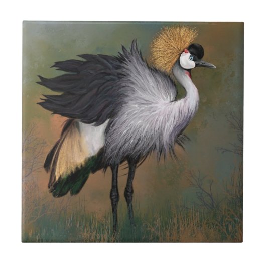 Crane Bird Keramik Tile Fliese (Vorderseite)