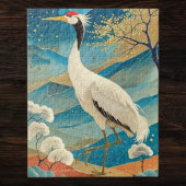 Crane Bird with Mountains and Fall Trees Japanese Puzzle