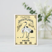 Crane Birds Vintages japanisches Seidensiegel Postkarte (Stehend Vorderseite)