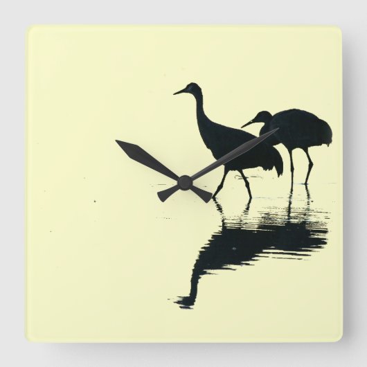 Crane Birds Wall Clock Quadratische Wanduhr (Vorderseite)
