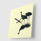 Crane Birds Wall Clock Quadratische Wanduhr (Winkel)