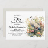Crane Blätter Foliage Bloral 70. Geburtstag Einladung (Vorne/Hinten)