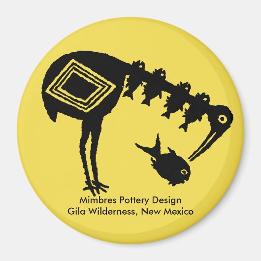 Crane Eating Fish - Mimbres Potteric Design Magnet (Vorne)