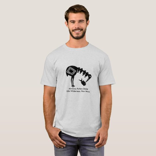 Crane Eating Fish - Mimbres Potteric Design T-Shirt (Vorne ganz)