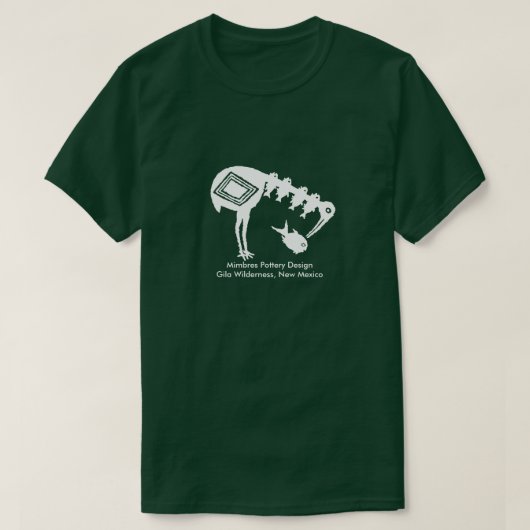 Crane Eating Fish - Mimbres Potteric Design T-Shirt (Design vorne)