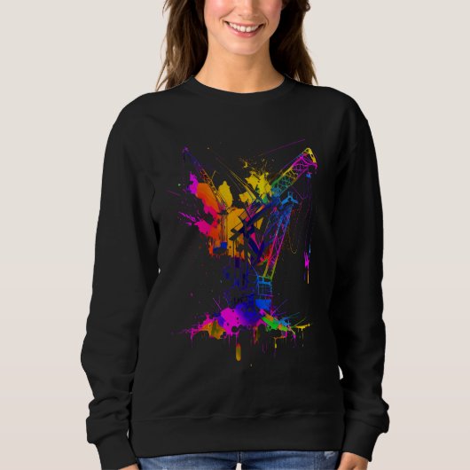 Crane farbenfrohe Kranbaustelle Sweatshirt (Vorderseite)