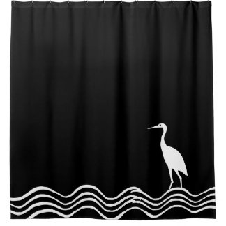 Crane heron Bath Schwarzweiß Duschvorhang