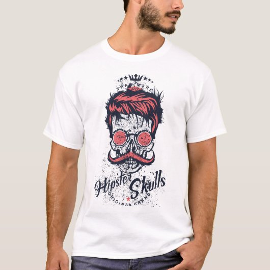 Crane Hipster Logo Skull Fan T-Shirt (Vorderseite)