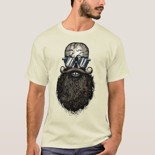 crane_hipster_skull_tete_de_mort_barbu_barbe_moust T-Shirt (Vorderseite)
