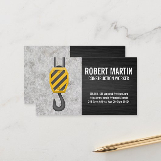 Crane Hook | Pulley Winch Construction Terminkarte (Vorderseite/Rückseite Beispiel)