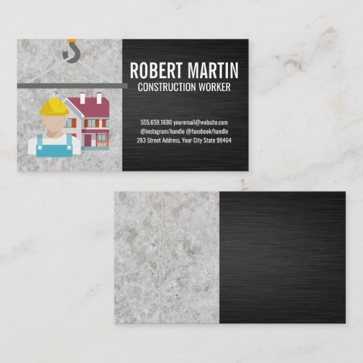 Crane Hook | Zuhause-Logo für den Bau Terminkarte (Vorne/Hinten)