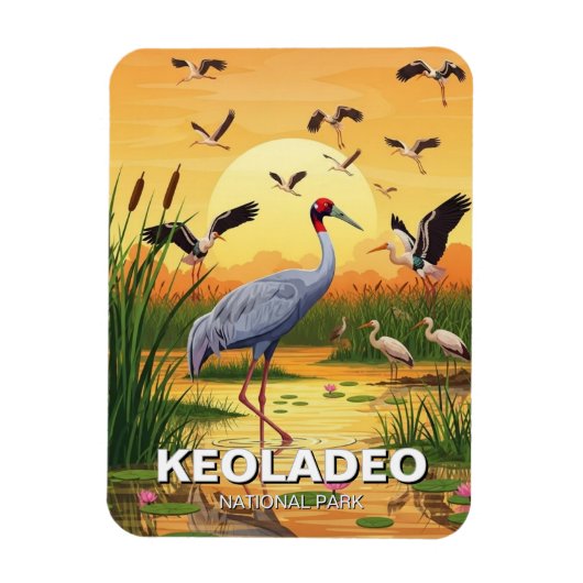 Crane in Keoladeo National Park India Travel Magnet (Vertikal)
