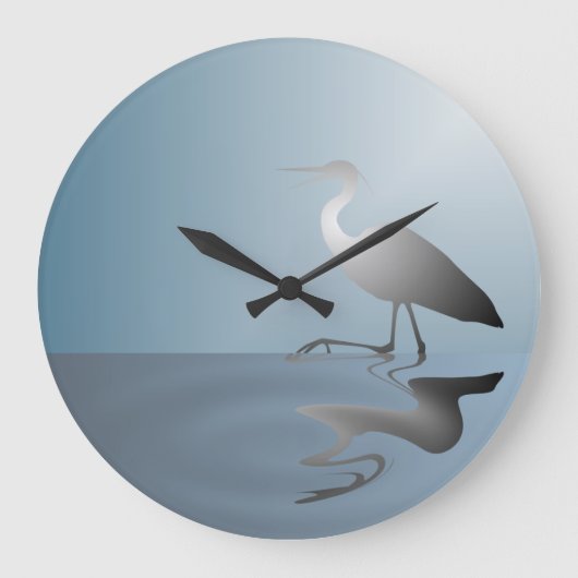 Crane in Lake Wall Clock Große Wanduhr (Vorderseite)