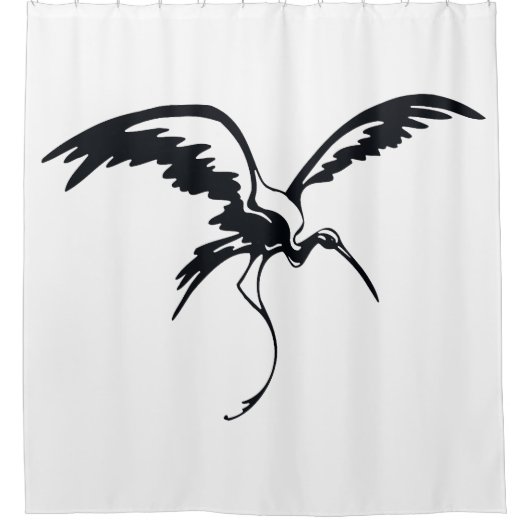 Crane Line Art Duschvorhang (Vorderseite)