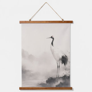 Crane of Silence Wandteppich Mit Holzrahmen