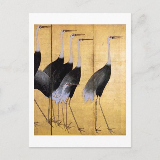 Crane, Ogata Korin, japanische Kunst Postkarte (Vorderseite)